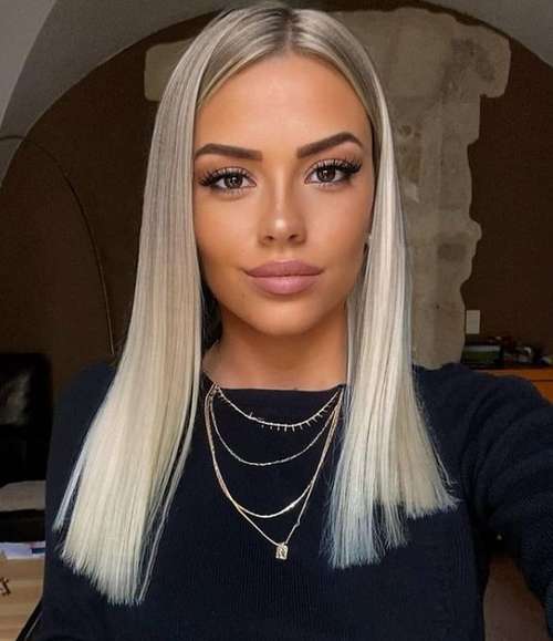 Cheveux raides et droits sans frange