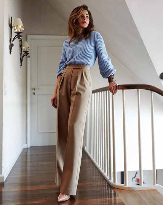 Pantalon large 2021: que porter, photos, idées de looks