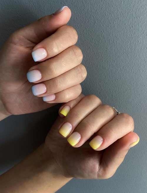 Manucure bleue ongles très courts