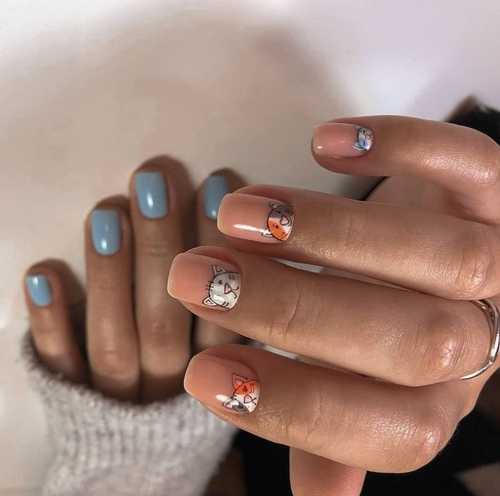 Conception d'ongles gris différentes mains