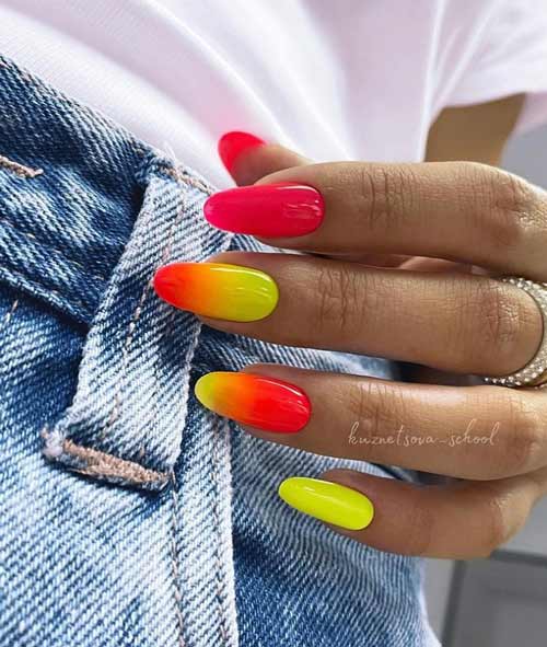 Dégradé d'été sur les ongles