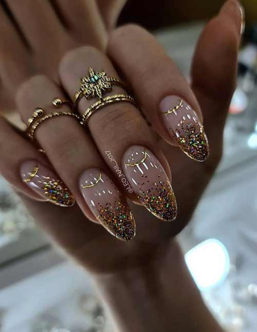 Paillettes françaises sur ongles transparents