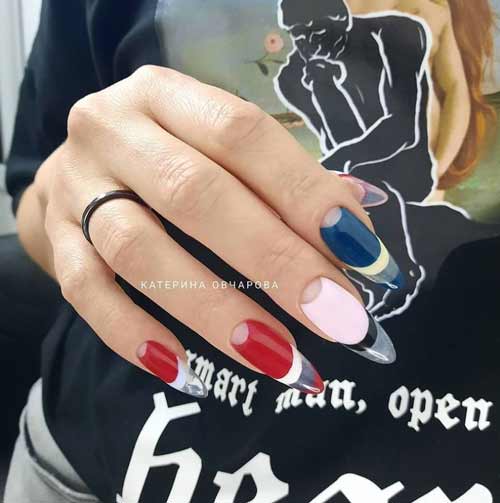 Espace négatif de manucure ongles longs