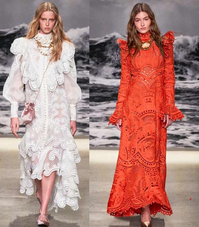 Robes en dentelle au sol