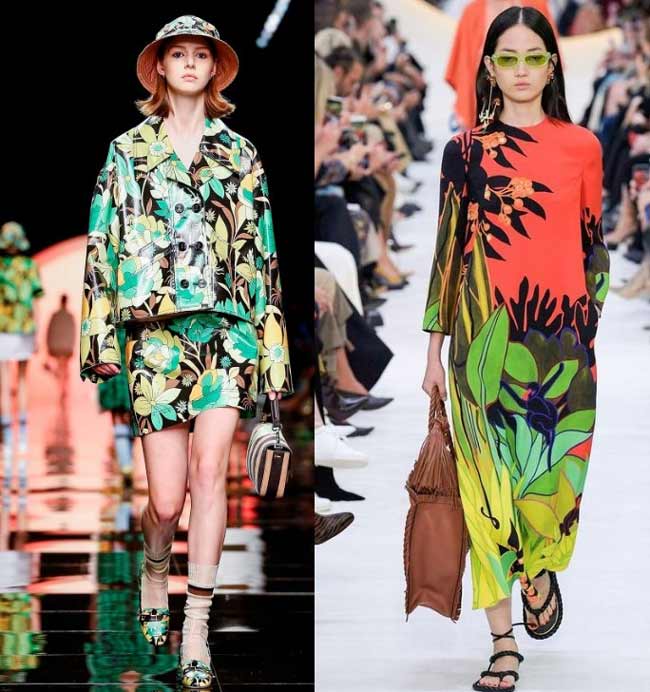 Imprimés tropicaux à la mode dans les vêtements printemps été