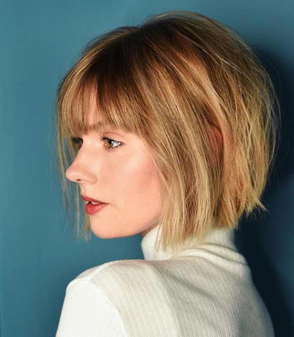 Bob texturé avec frange photo