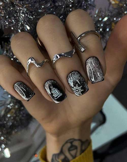 Manucure œil de chat argenté