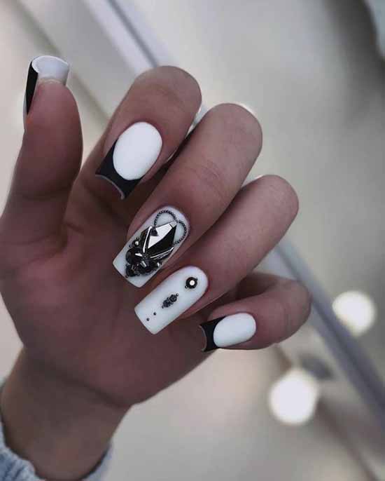 Manucure noir et blanc 2021: photo, top design des ongles