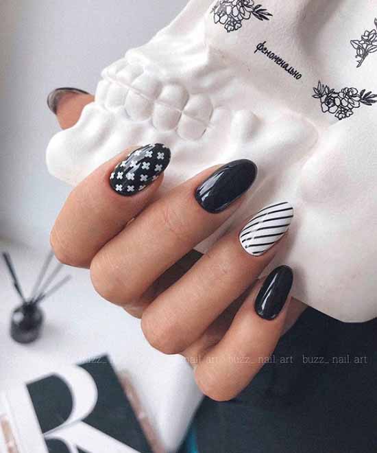 Manucure noir et blanc 2021: photo, top design des ongles