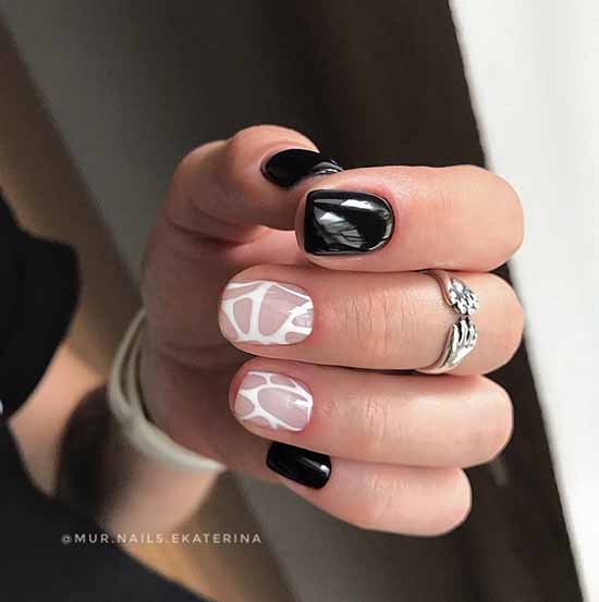 Manucure noir et blanc 2021: photo, top design des ongles