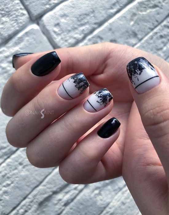 Manucure noir et blanc 2021: photo, top design des ongles