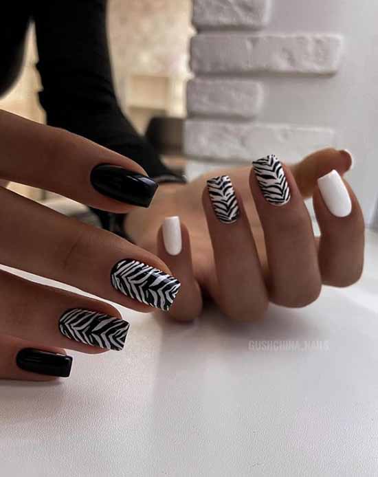 Manucure noir et blanc 2021: photo, top design des ongles