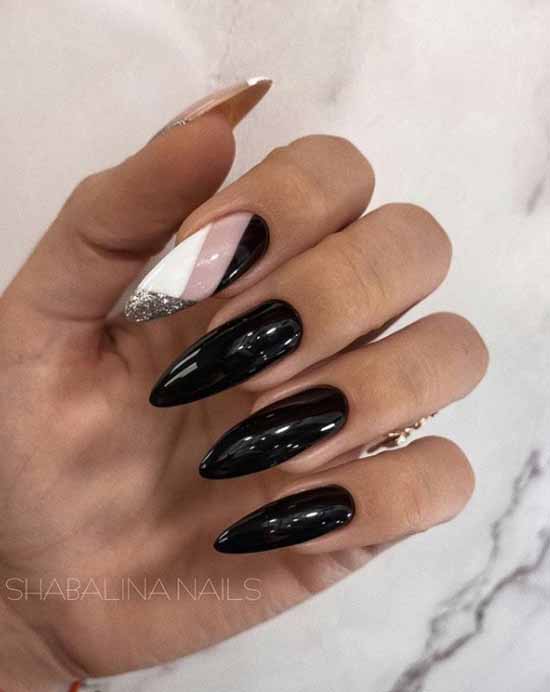 Manucure noir et blanc 2021: photo, top design des ongles