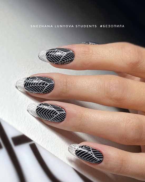 Manucure noir et blanc 2021: photo, top design des ongles