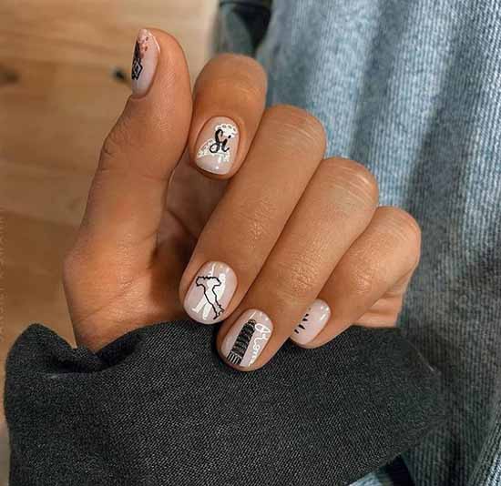 Manucure noir et blanc 2021: photo, top design des ongles