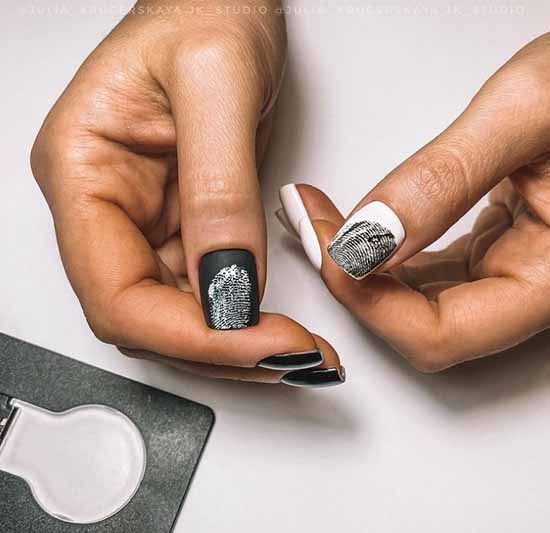 Manucure noir et blanc 2021: photo, top design des ongles