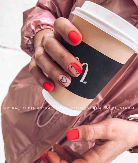 Manucure avec un cœur pour la Saint Valentin: photo 2021, design