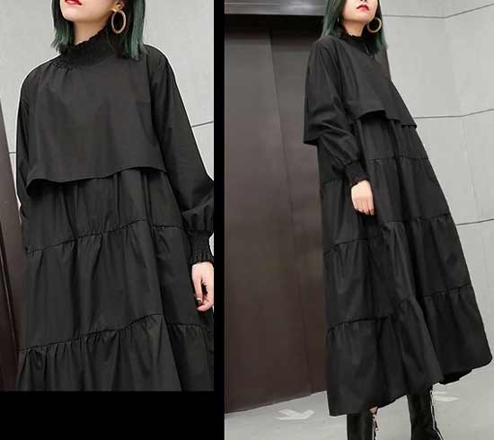 Robe noire surdimensionnée à manches bouffantes