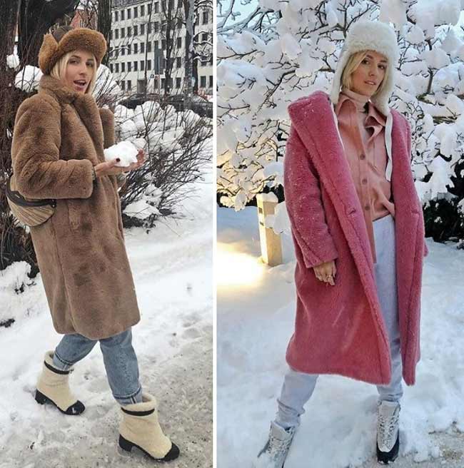 Bonnet avec oreillettes avec un manteau de fourrure