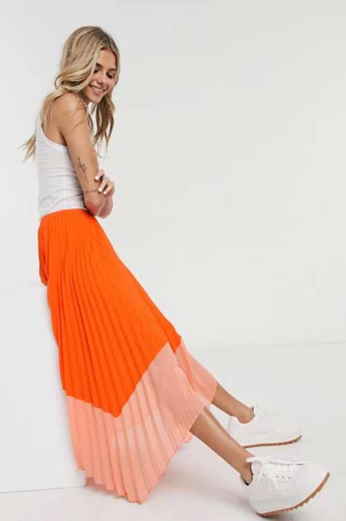 Jupe bicolore avec quoi porter