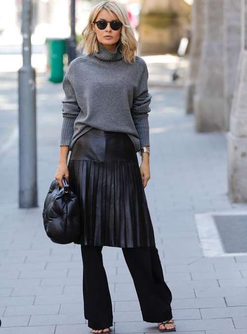 Jupe midi 2021: que porter, modèles à la mode sur la photo