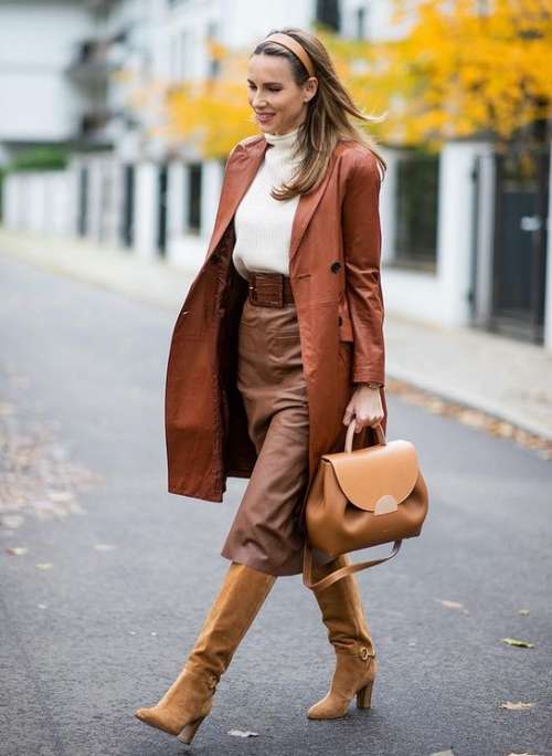 Jupe midi 2021: que porter, modèles à la mode sur la photo