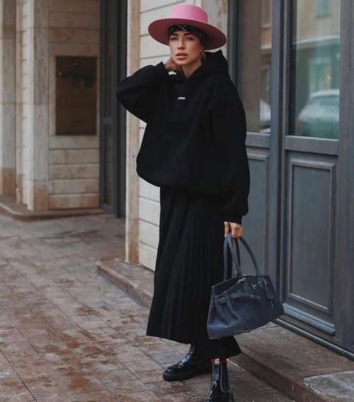 Jupe midi 2021: que porter, modèles à la mode sur la photo