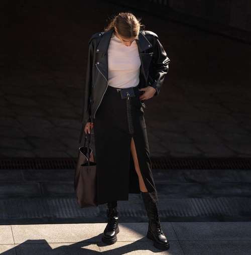 Jupe midi 2021: que porter, modèles à la mode sur la photo