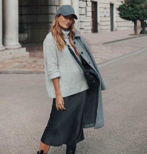 Jupe midi 2021: que porter, modèles à la mode sur la photo