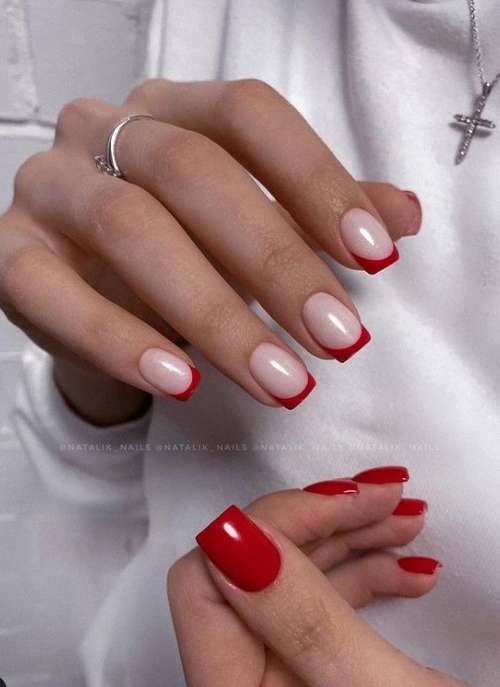 Ongles courts français rouges