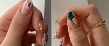 Manucure transparente avec design