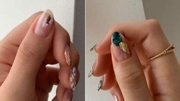 Manucure transparente avec design