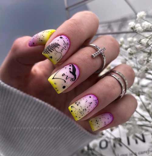 Dégradé laiteux néon sur les ongles