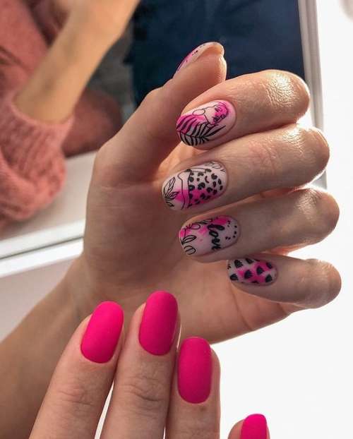 Manucure avec un motif pour ongles courts: tendances 2021, photos
