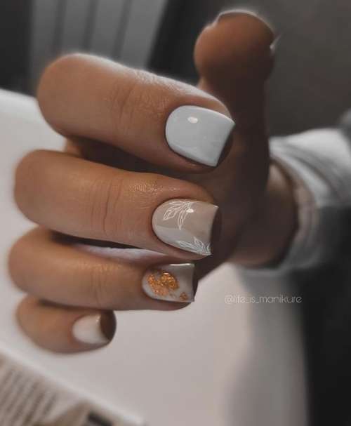 Manucure avec un motif pour ongles courts: tendances 2021, photos