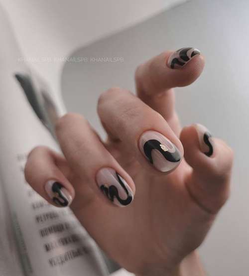 Manucure avec un motif pour ongles courts: tendances 2021, photos