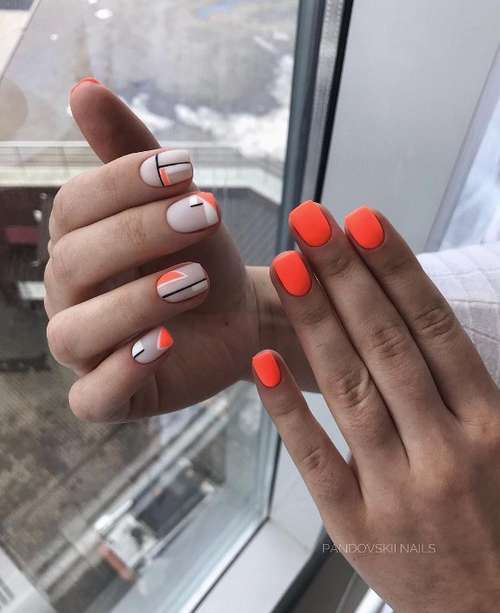 Manucure avec un motif pour ongles courts: tendances 2021, photos