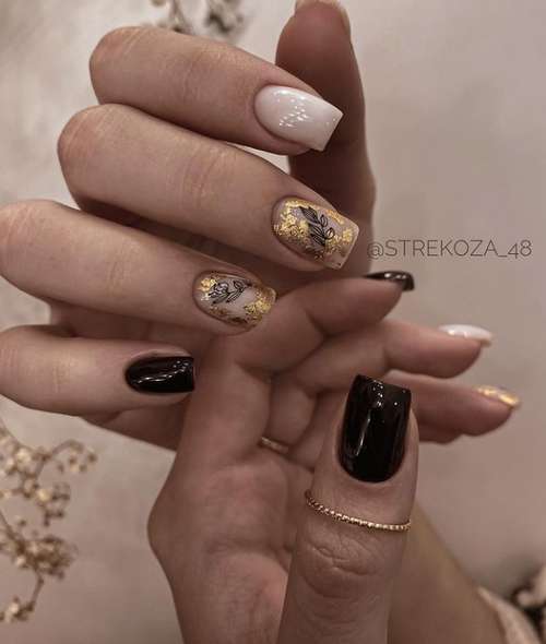 Manucure avec feuilles: design 2021-2022, nouveautés sur la photo