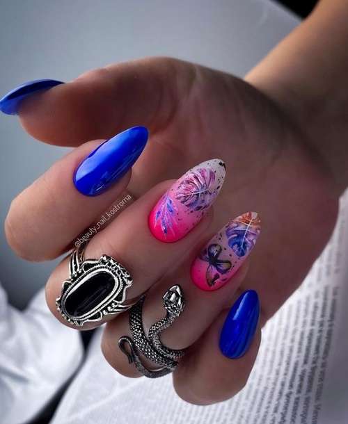 Manucure avec feuilles: design 2021-2022, nouveautés sur la photo