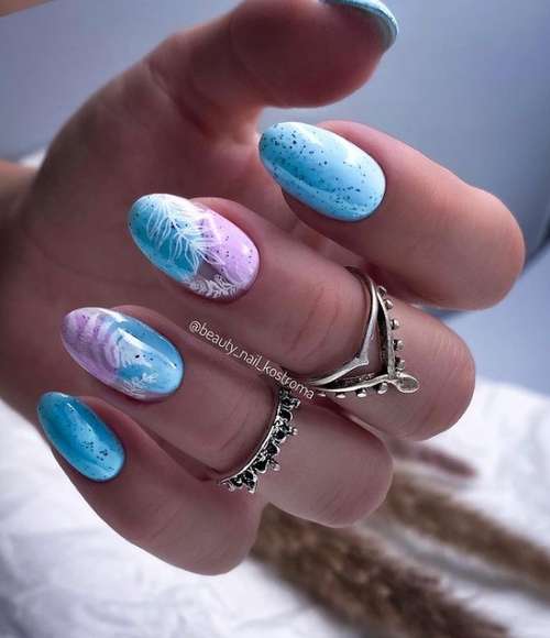 Manucure avec feuilles: design 2021-2022, nouveautés sur la photo