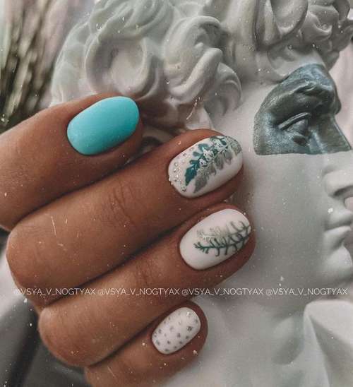 Manucure avec feuilles: design 2021-2022, nouveautés sur la photo