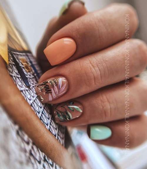 Manucure avec feuilles: design 2021-2022, nouveautés sur la photo