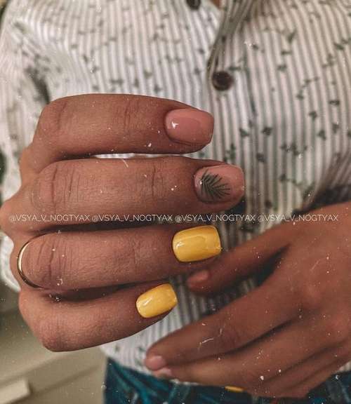 Manucure avec feuilles: design 2021-2022, nouveautés sur la photo