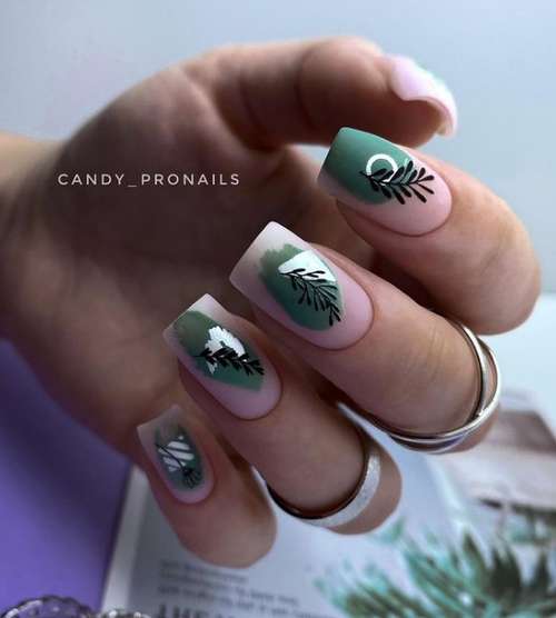 Manucure avec feuilles: design 2021-2022, nouveautés sur la photo