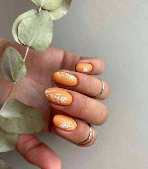 Manucure avec feuilles: design 2021-2022, nouveautés sur la photo