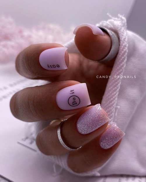 Manucure pailletée mate