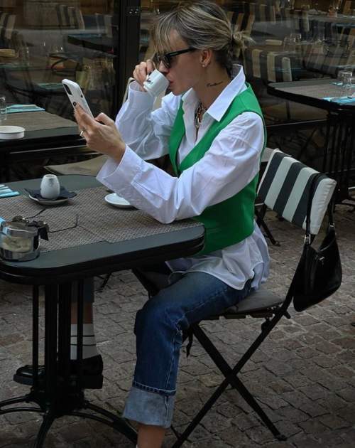 Gilet vert à la mode