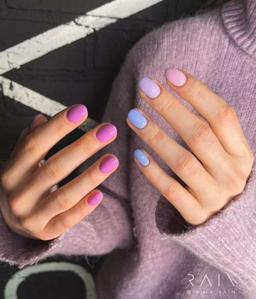 Manucure violette avec design: nouveautés, photo 2022