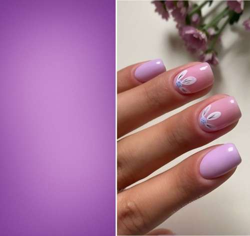 Couleur lilas en manucure