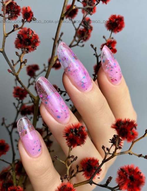 Manucure ongles longs violet clair